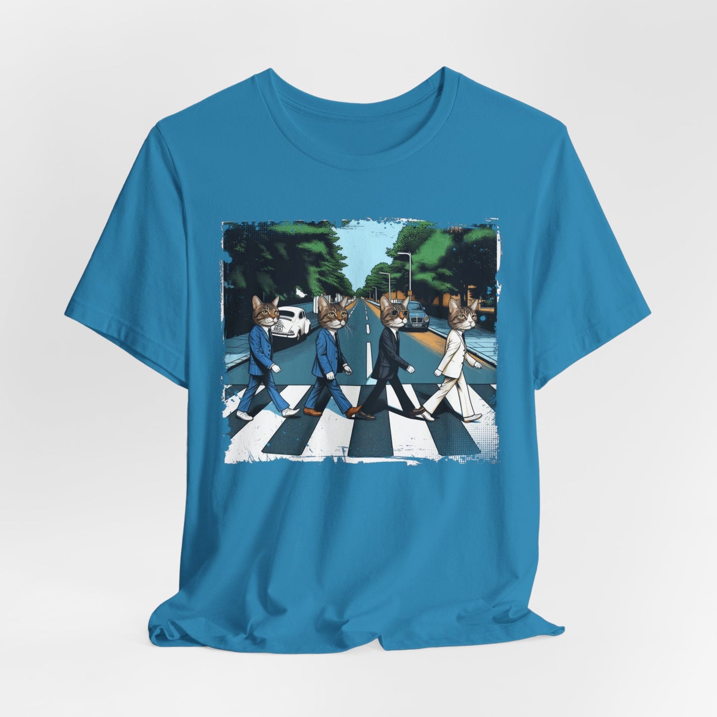 Katze überquert die Straße Crosswalk Shirt, Lustiges Katzen Shirt, Abbey Road Katzen T-Shirt, Katzen Spaß T-Shirt, Lustiges Top T-Shirt, Katzenliebhaber Shirt