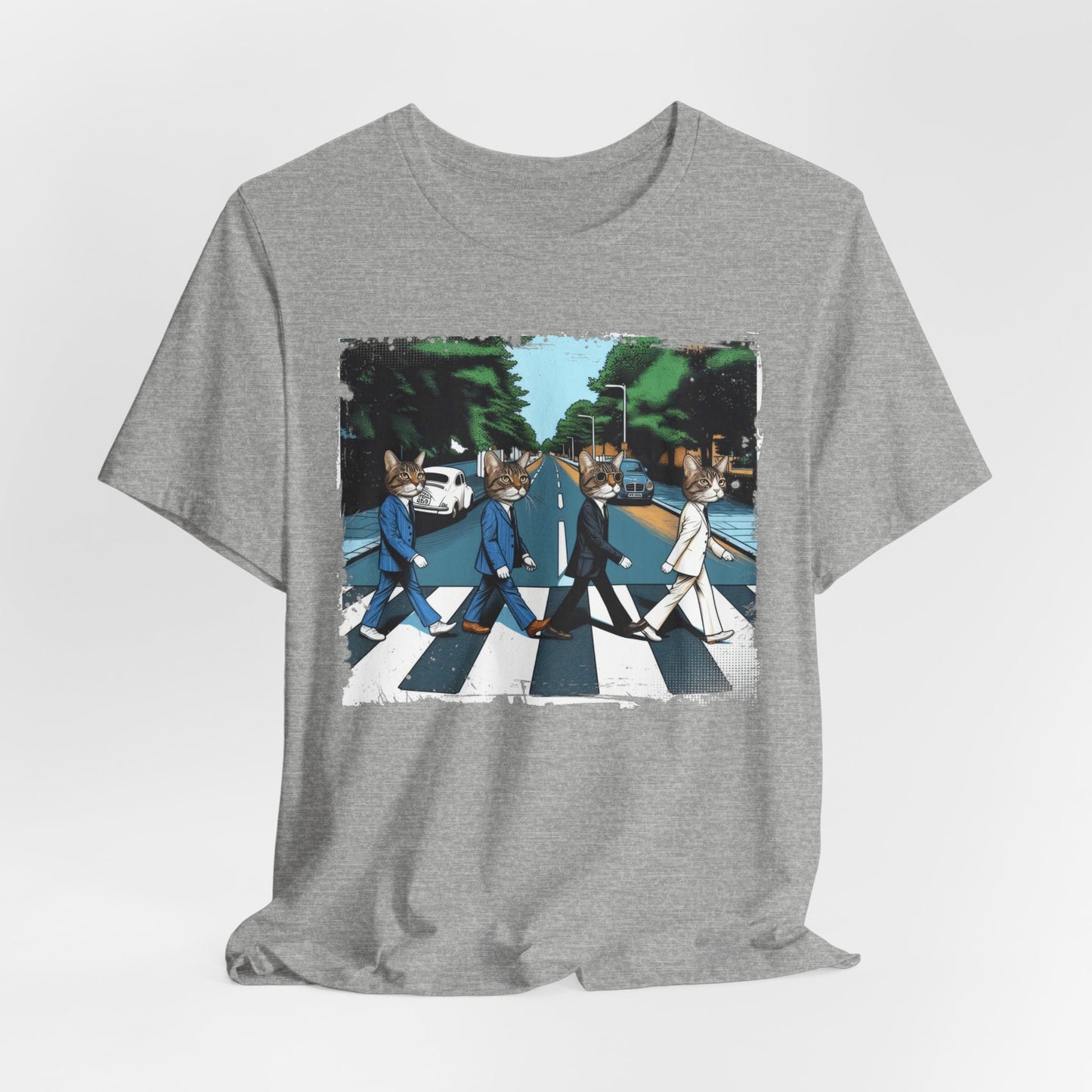 Katze überquert die Straße Crosswalk Shirt, Lustiges Katzen Shirt, Abbey Road Katzen T-Shirt, Katzen Spaß T-Shirt, Lustiges Top T-Shirt, Katzenliebhaber Shirt