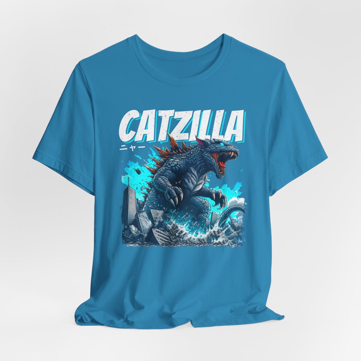 Catzilla Lustiges Katzenshirt, Katzenbesitzer Outfit, T-Shirt für Haustierliebhaber, Katzenmonster T-Shirt, Lustiges Katzen T-Shirt, Lustiges Top T-Shirt, Katzenliebhaber Shirt