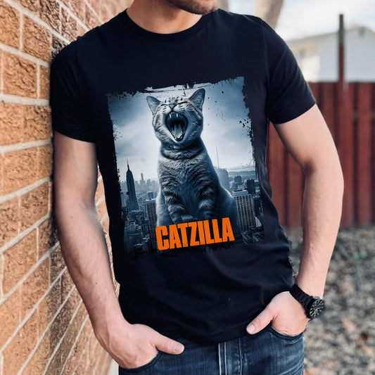 Catzilla Funny Cat Shirt, Funny Cat Monster T-Shirt, Cat Owner Outfit, Cat Lover Gift Tee Shirt, Cat Fun T Shirt, Funny Top Tee Shirt