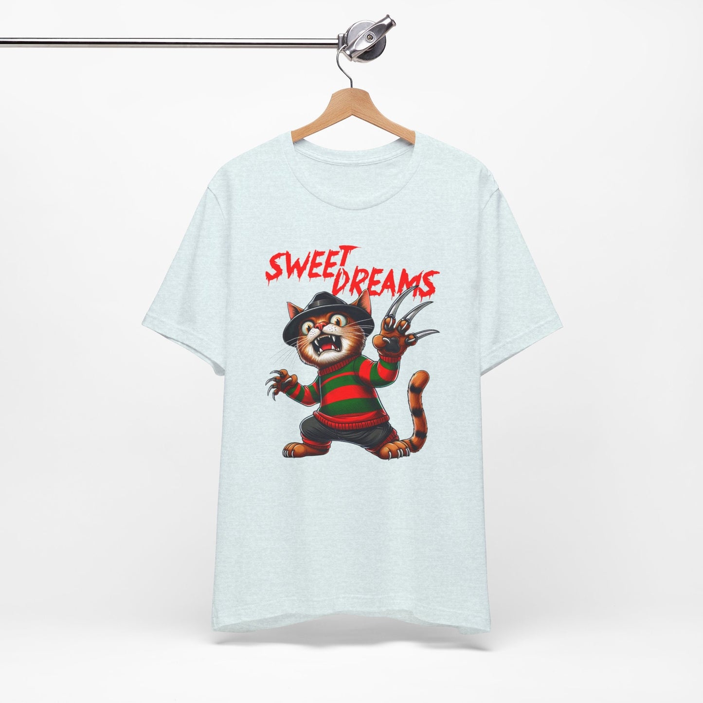 Sweet Dreams Freddy Krueger T-Shirt, Humor Katzen Shirt, Katzenliebhaber Geschenk Shirt, Film Parodie Shirt, Horror Film T-Shirt, Serienmörder Shirt