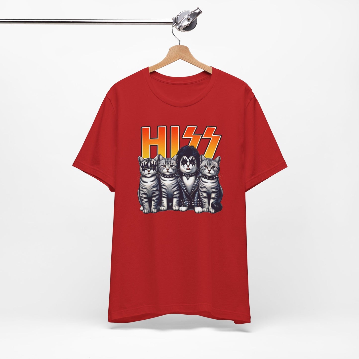 Süßes Rocker Katzen Zischen T-Shirt, Rocker Kätzchen Shirt, Lustiges Kuss Parodie T-Shirt, Rockstars Katzen T-Shirt, Katzenliebhaber Lustiges Geschenk T-Shirt