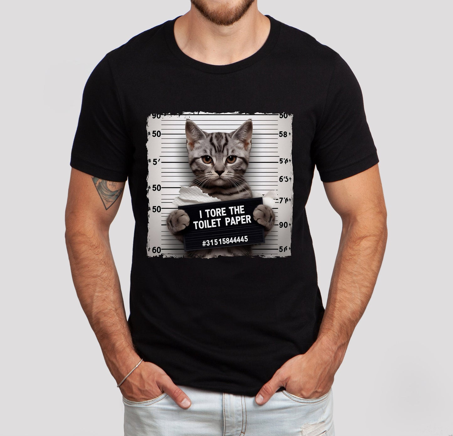 Bad Kitty T-shirt, Funny Cat T-shirt, Guilty Cat Tee, Cat Lover Gift Shirt, I Tore the Toilet Paper Bad Kitty Shirt, Cat Owner Gift T-shirt