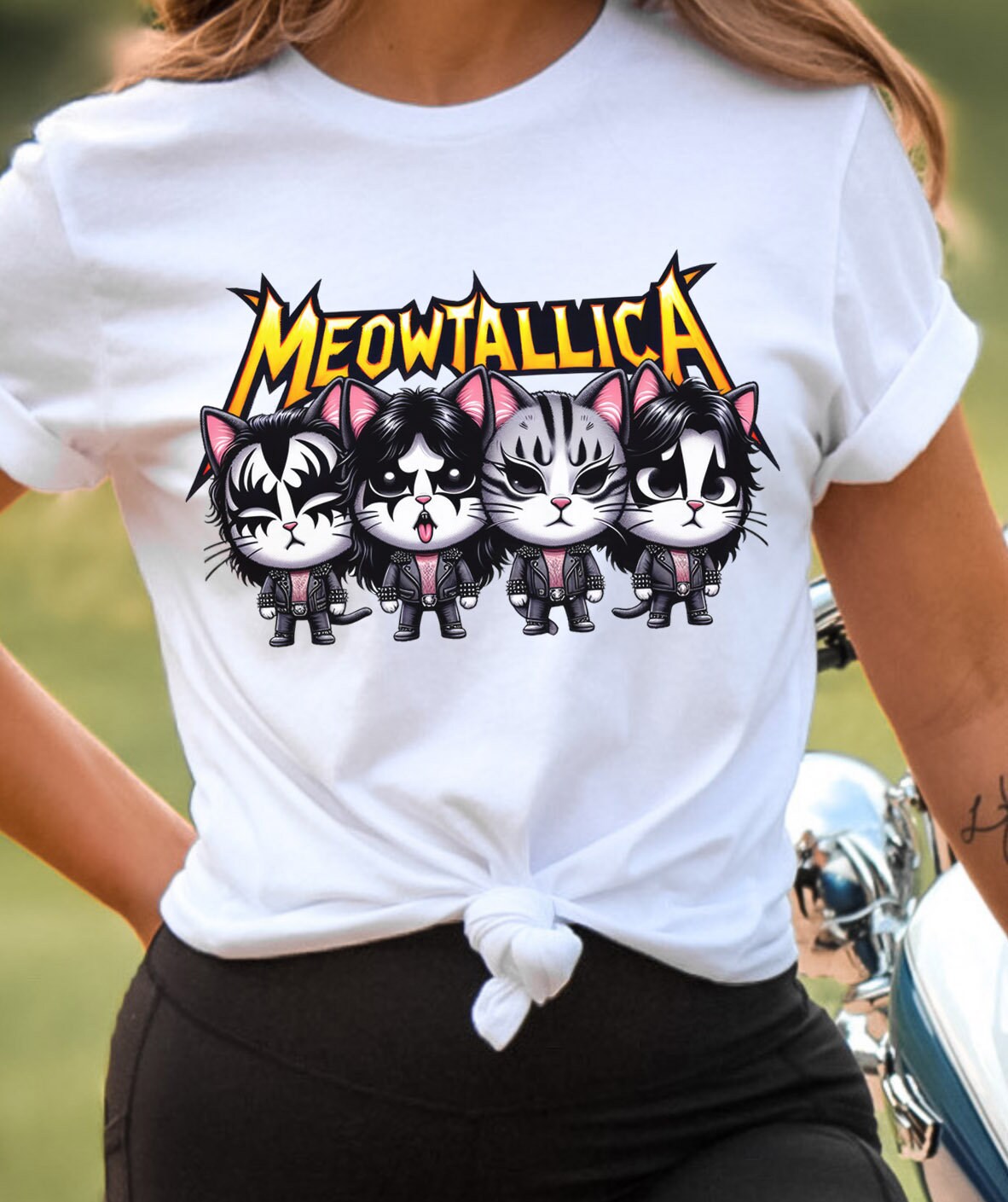 Meowtallica Cats T-Shirt, Lustiges Katzen T-Shirt, Rocker Cats T-Shirt, Katzenliebhaber Geschenk Shirt, Lustiges Metallica Parodie Shirt, Katzenbesitzer Geschenk T-Shirt