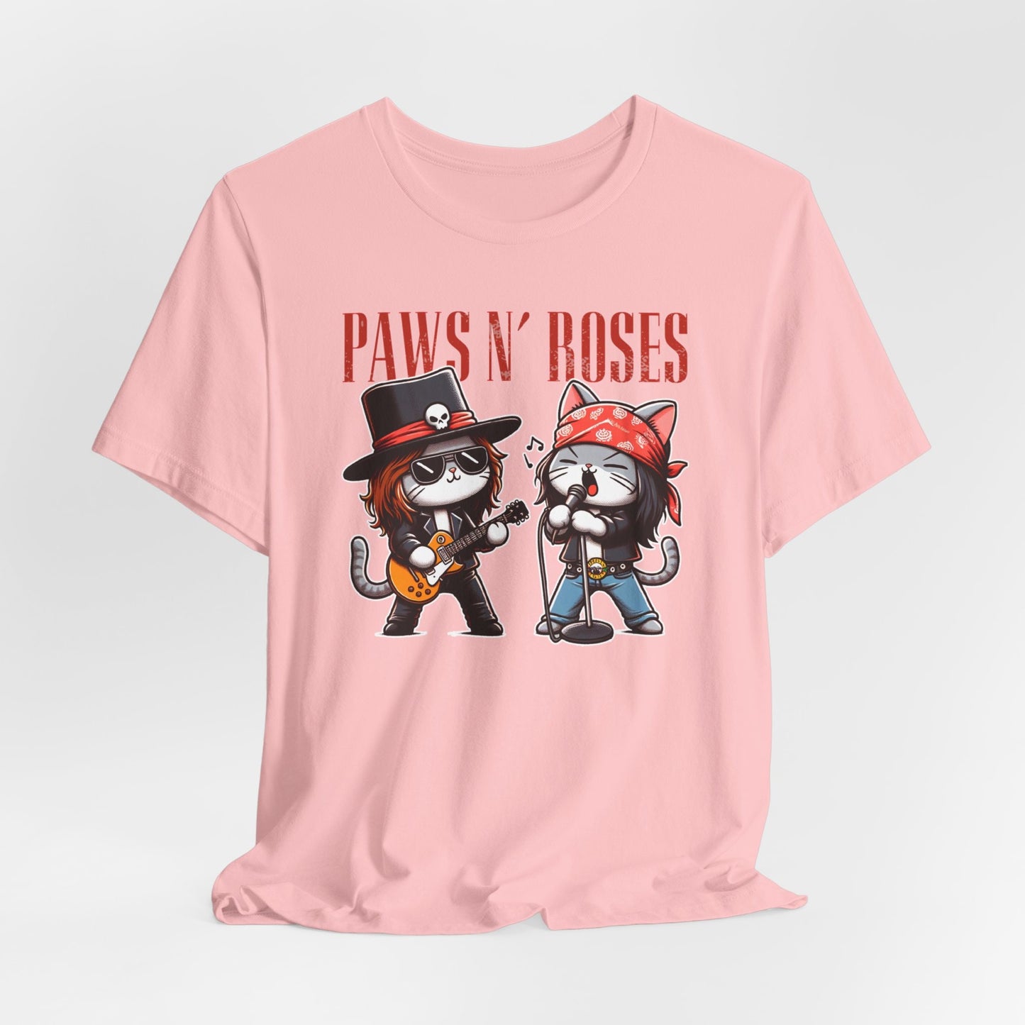 Paws and Roses Cats T-shirt, Paws Funny Cat T-shirt, Rocker Cats Tee, Cat Lover Gift Shirt, Funny Guns and Roses Parody Shirt