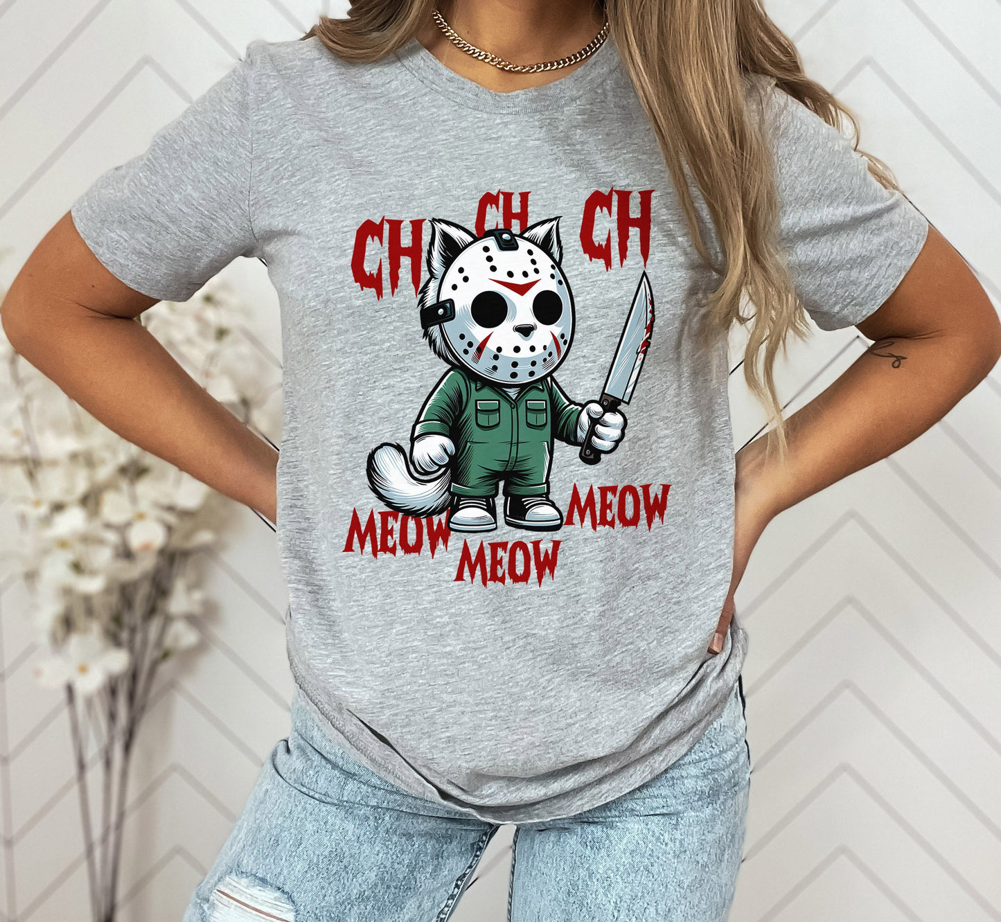 Scary Cat T-shirt, Funny Cat Lover Shirt, Horror Movie Parody Shirt, Cat Lover Gift Shirt, Funny Cat Shirt, Halloween Parody Cat Tee