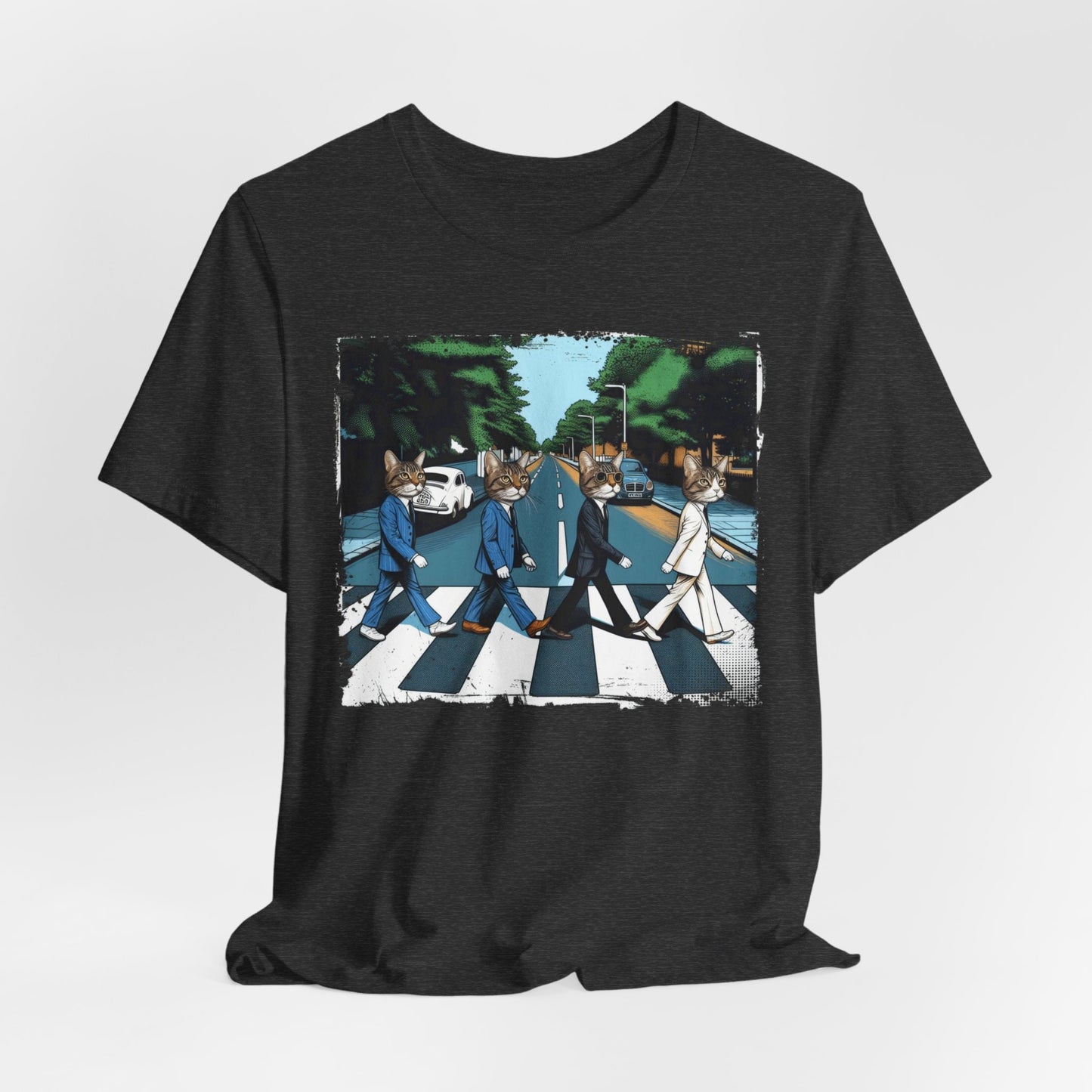 Katze überquert die Straße Crosswalk Shirt, Lustiges Katzen Shirt, Abbey Road Katzen T-Shirt, Katzen Spaß T-Shirt, Lustiges Top T-Shirt, Katzenliebhaber Shirt