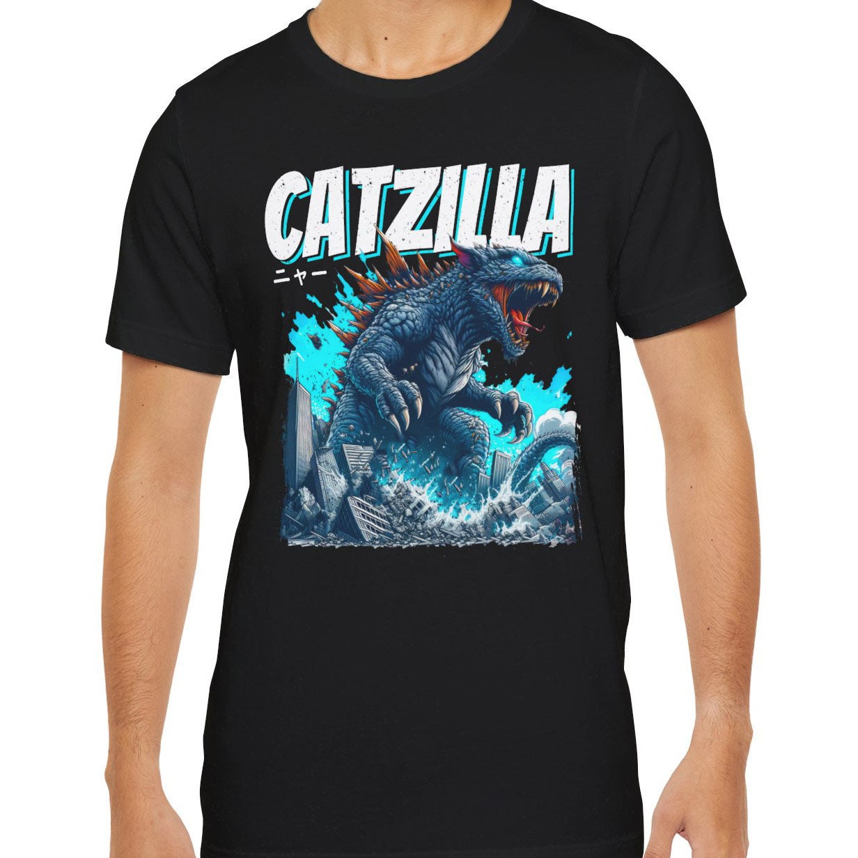 Catzilla Lustiges Katzenshirt, Katzenbesitzer Outfit, T-Shirt für Haustierliebhaber, Katzenmonster T-Shirt, Lustiges Katzen T-Shirt, Lustiges Top T-Shirt, Katzenliebhaber Shirt