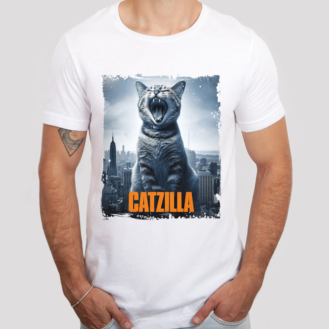 Catzilla Funny Cat Shirt, Funny Cat Monster T-Shirt, Cat Owner Outfit, Cat Lover Gift Tee Shirt, Cat Fun T Shirt, Funny Top Tee Shirt