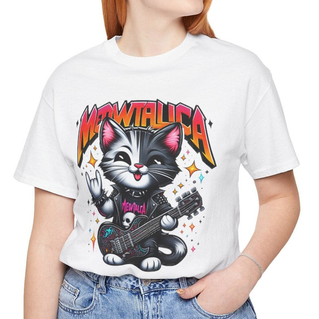 Lustiges Katzen-Meowtallica-Shirt, Humor-Katzen-Shirt, Lustiges T-Shirt für Katzenliebhaber, Rockstar-Katzen-Tee, Geschenk-Shirt für Katzenliebhaber, Lustiges Top-T-Shirt