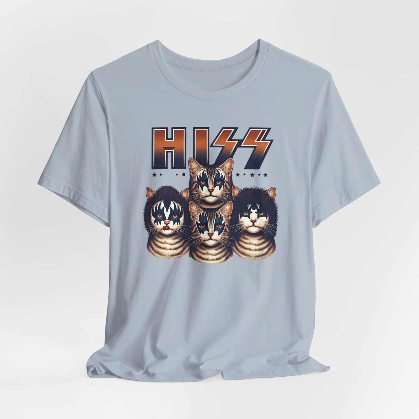 Hiss Cats T-Shirt, Kätzchen Rock Shirt, Kiss Lustiges Parodie T-Shirt, Humor Katzen Shirt, Katzenliebhaber Lustiges Geschenk T-Shirt, Rockstar Katzen T-Shirt