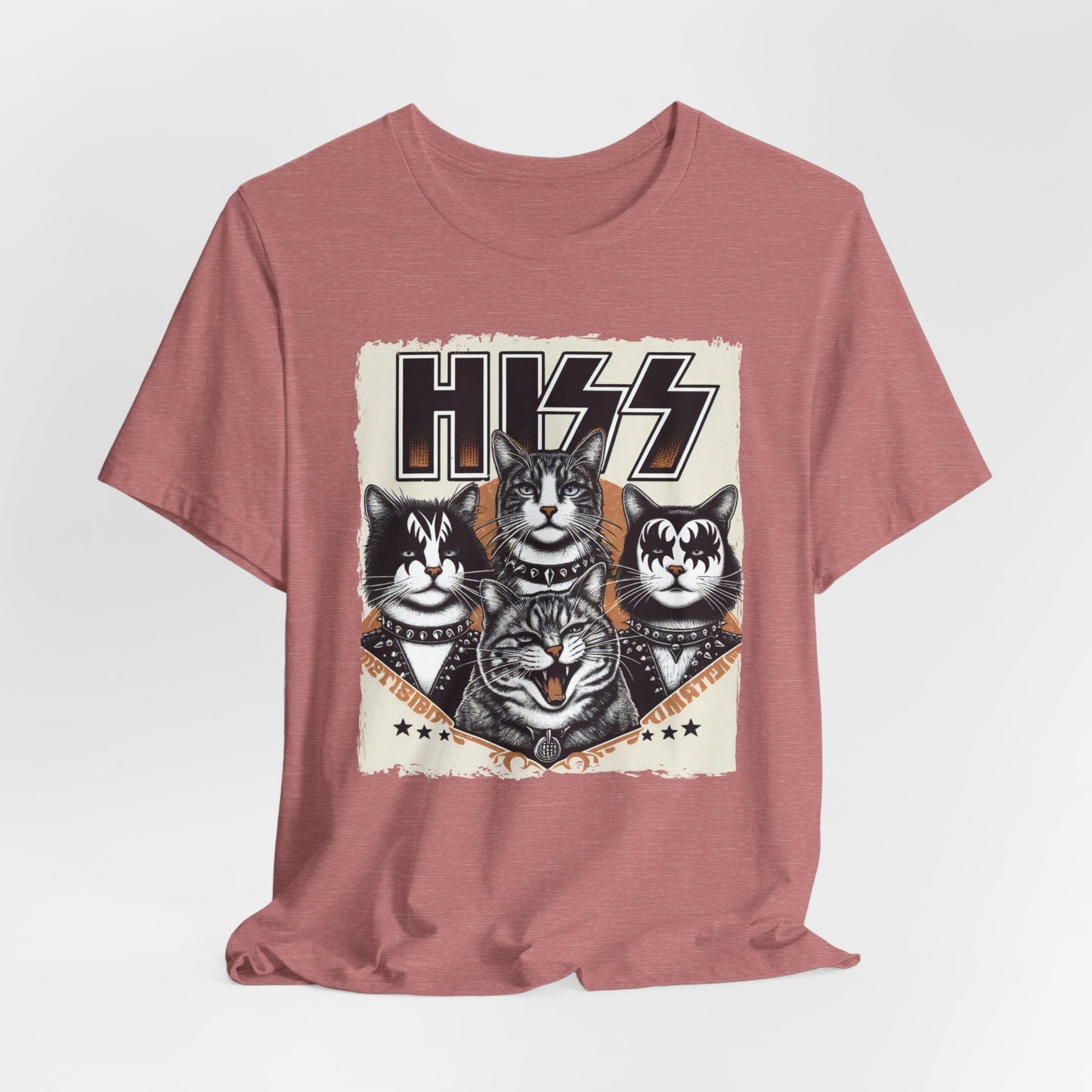 Hiss Cats T-Shirt, Rocker Kätzchen Shirt, Lustiges Kiss Parodie T-Shirt, Humor Katzen T-Shirt, Katzenliebhaber Lustiges Geschenk T-Shirt, Rockstar Katzen T-Shirt