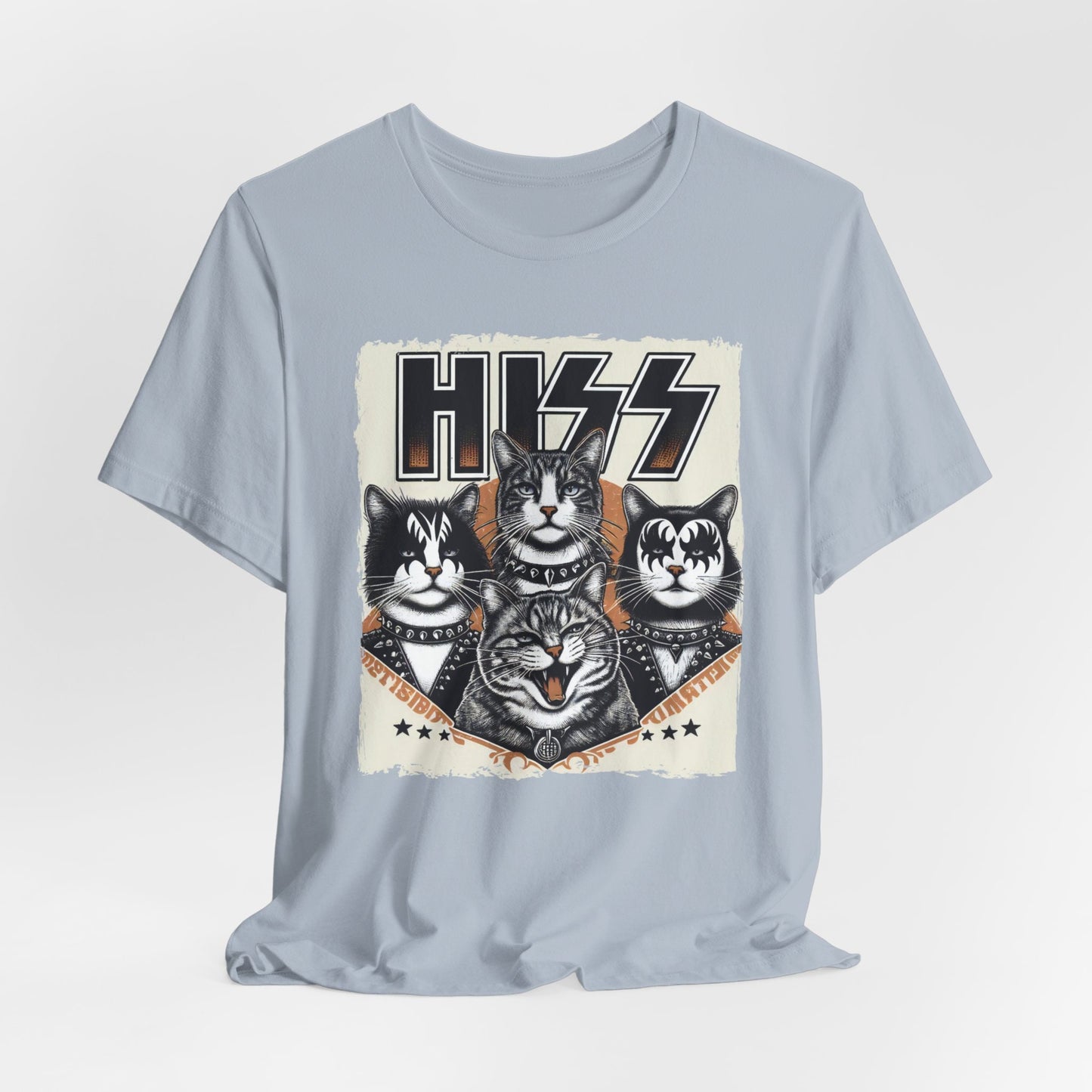 Hiss Cats T-Shirt, Rocker Kittens Shirt, Funny Kiss Parody T-Shirt, Humour Cat Tee Shirt, Cat Lovers Fun Gift T Shirt, Rockstar Cat Tee