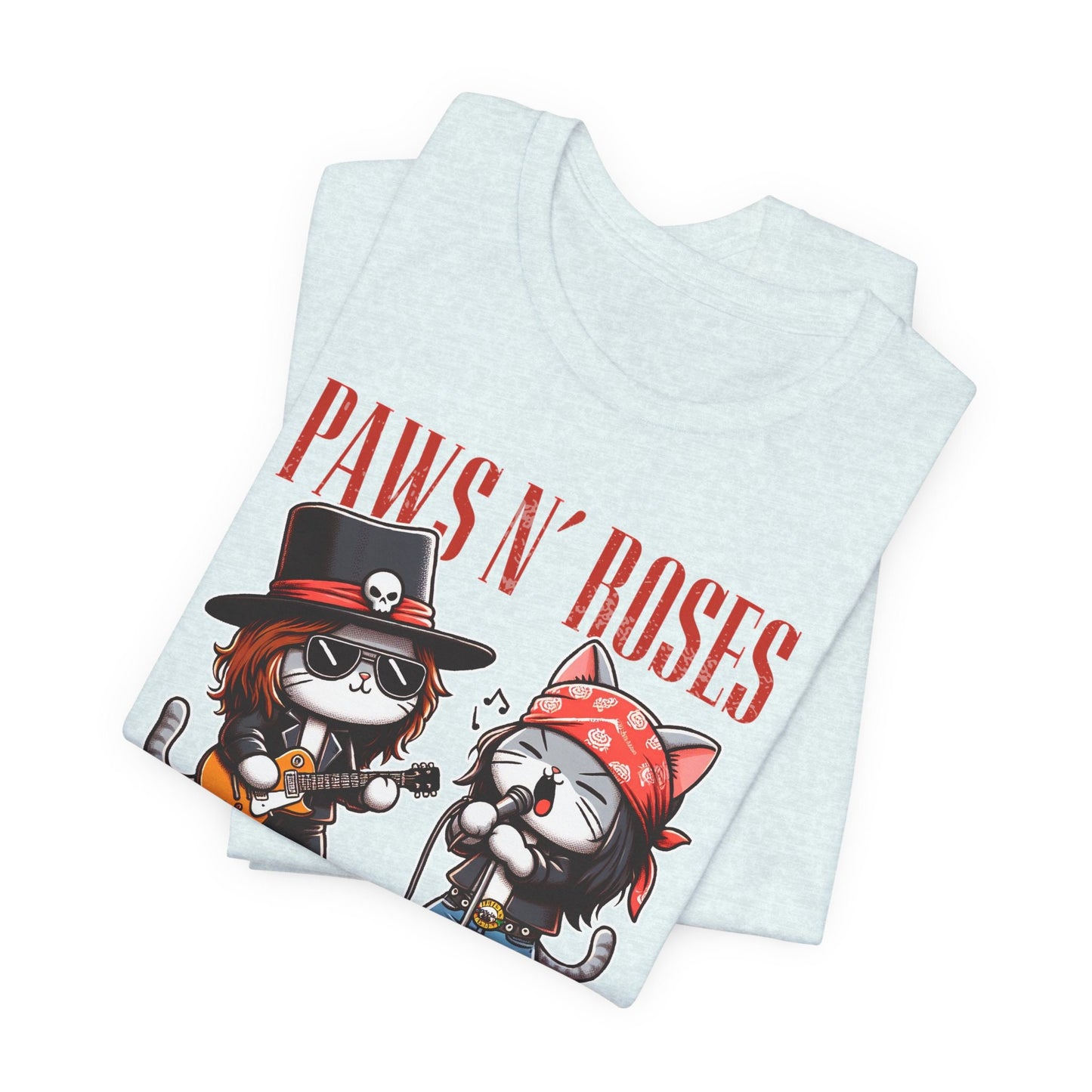 Paws and Roses Cats T-shirt, Paws Funny Cat T-shirt, Rocker Cats Tee, Cat Lover Gift Shirt, Funny Guns and Roses Parody Shirt