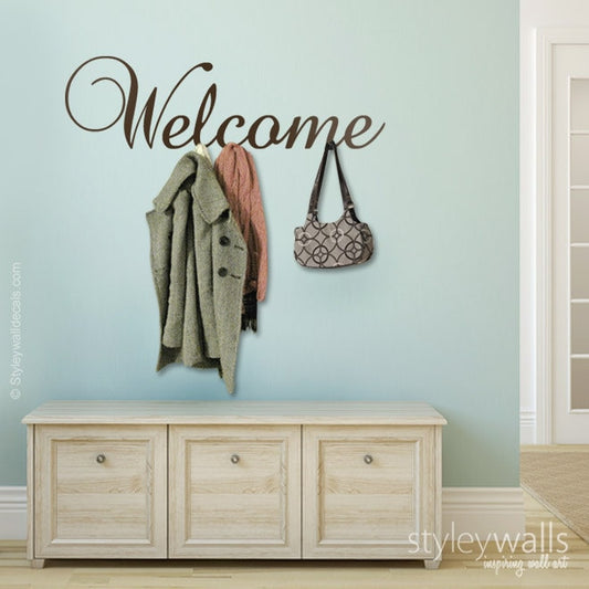 Welcome Vinyl Lettering Wall Decal, Welcome Home Entrance Wall Decor, Welcome Sign Lettering, Welcome Wall Sticker for Home Office Decor