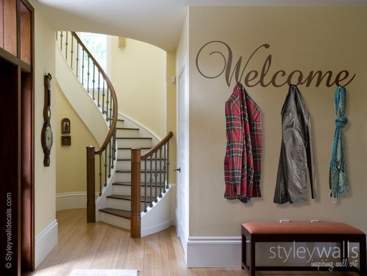 Welcome Vinyl Lettering Wall Decal, Welcome Home Entrance Wall Decor, Welcome Sign Lettering, Welcome Wall Sticker for Home Office Decor