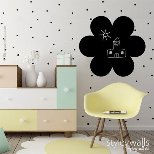 Flower Wall Decal, Flower Chalkboard Wall Decal for Girls Kids Room Playroom, Christmas Gift Flower Chalkboard Wall Sticker Room Decor