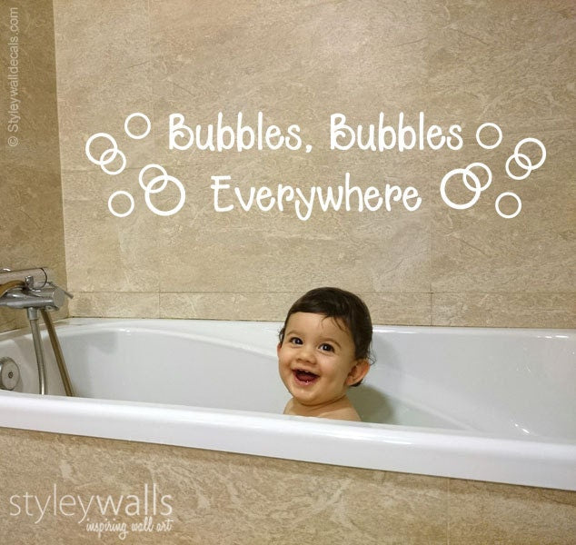 Bubbles Bathroom Wall Decal, Bubbles Bathroom Vinyl Lettering , Kids Bathroom Wall Decal, Vinyl Lettering for Kids Bathroom Decor
