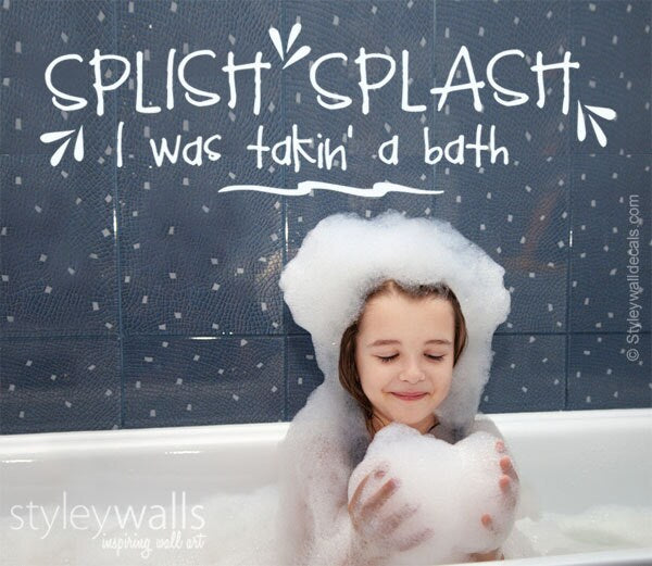 Bathroom Wall Decal, Splish Splash I was Taking a Bath Vinyl Lettering, Kids Bathroom Wall Decal, Vinyl Lettering for Kids Bathroom Decor