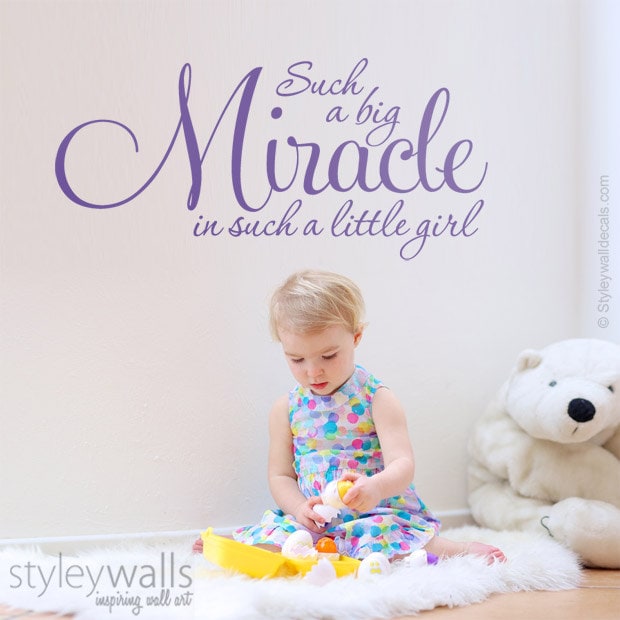 Miracle Wall Decal, Such a Big Miracle in Such a Little Girl Wall Decal, Vinyl Lettering Wall Decal, Girls Bedroom Nursery Wall Decal