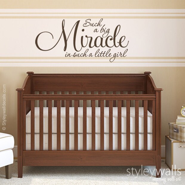 Miracle Wall Decal, Such a Big Miracle in Such a Little Girl Wall Decal, Vinyl Lettering Wall Decal, Girls Bedroom Nursery Wall Decal