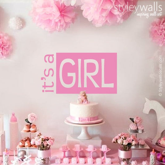 It's a Girl Wall Decal, It is a Girl Wall Sticker, Vinyl Lettering Wall Decal, Girls Bedroom Nursery Wall Decal, Baby Girl Shower Decor