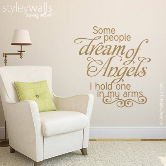 Some People Dream of Angels Wall Decal, Dream of Angels Wall Quote, Kids Room Wall Quote, Baby Room Wall Quote for Nursery Kids Room Decor