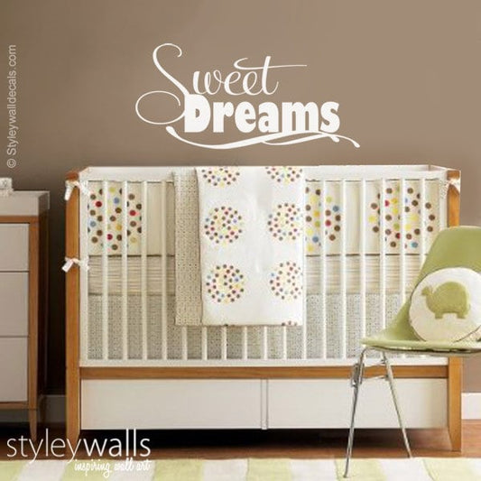Sweet Dreams Wall Decal, Sweet Dreams Vinyl Lettering Wall Decal, Sweet Dreams Wall Sticker, Girls Boys Bedroom Baby Nursery Wall Decal