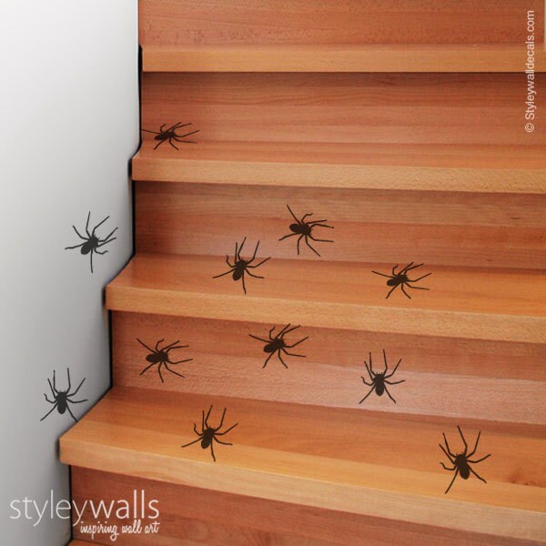 Autocollant mural araignées, autocollant mural araignées, décoration de chambre araignées, autocollant mural insectes, araignées décoration Halloween autocollants muraux en vinyle ensemble de 25