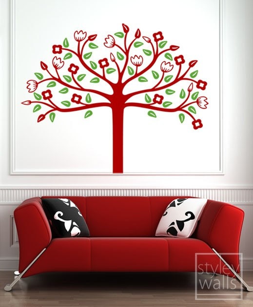 Whimsical Spring Tree Vinyl Wall Decal - Two Colors