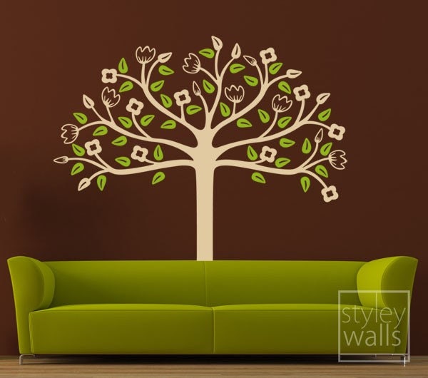 Whimsical Spring Tree Vinyl Wall Decal - Two Colors