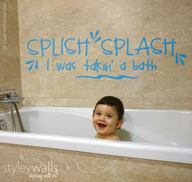 Bathroom Wall Decal, Splish Splash I was Taking a Bath Vinyl Lettering, Kids Bathroom Wall Decal, Vinyl Lettering for Kids Bathroom Decor