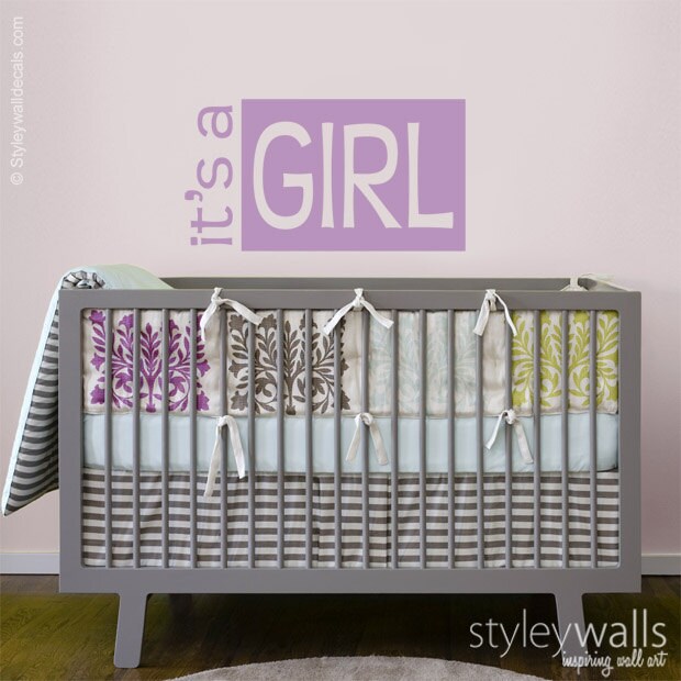 It's a Girl Wall Decal, It is a Girl Wall Sticker, Vinyl Lettering Wall Decal, Girls Bedroom Nursery Wall Decal, Baby Girl Shower Decor