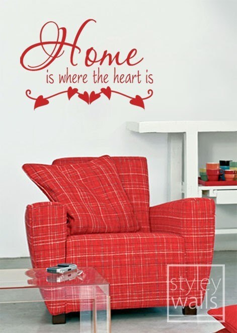 Vinyl Lettering Vinyl Wall Decal, Home is Where the Heart is Wall Decal, Quotes Wall Decal, Home Decor Wall Decal, Lettering Wall Decals