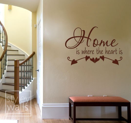 Vinyl Lettering Vinyl Wall Decal, Home is Where the Heart is Wall Decal, Quotes Wall Decal, Home Decor Wall Decal, Lettering Wall Decals