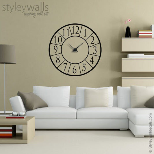 Clock Wall Decal, Clock Wall Sticker, Modern Clock Wall Decal, Living Room Wall Decor, Office Wall Decal, Clock Wall Decor,  Numbers Decal