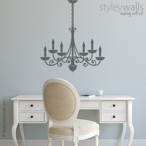 Chandelier Wall Decal, Chandelier Wall Sticker, Chandelier Silhouette, Living Room Bedroom Decor Wall Decal, Victorian Chandelier Decal