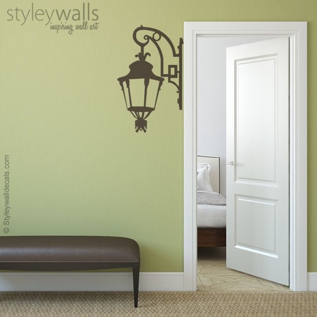 Street Lamp Wall Decal, Corner Lamp Wall Decal, Lamp Wall Decal Sticker, Hallway Wall Decal, Entrance Wall Decal