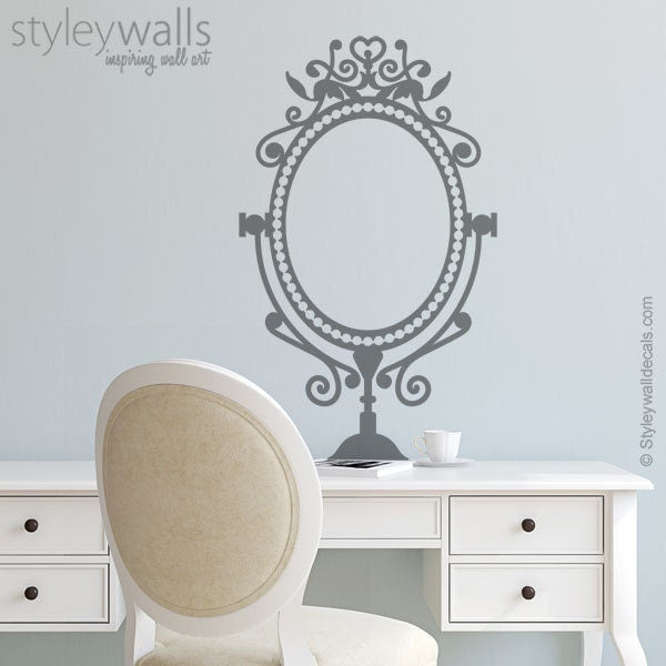 Mirror Wall Decal, Mirror Wall Sticker, Bedroom Wall Decal, Bedroom Wall Decor, Victorian Style Mirror Wall Decal, Woman Wall Decal