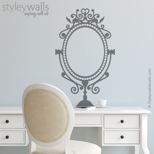 Sticker mural miroir, autocollant mural miroir, sticker mural pour chambre à coucher, décoration murale pour chambre à coucher, sticker mural miroir de style victorien, sticker mural femme