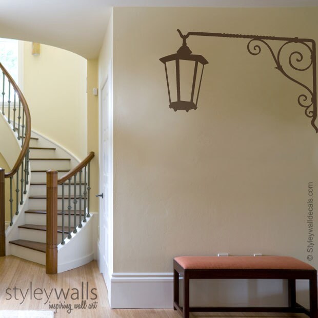 Street Lamp Wall Decal, Corner Lamp Wall Sticker, Street Lamp Vinyl Wall Decal, Hallway Wall Decal, Entrance Wall Decor, Home Wall Decal