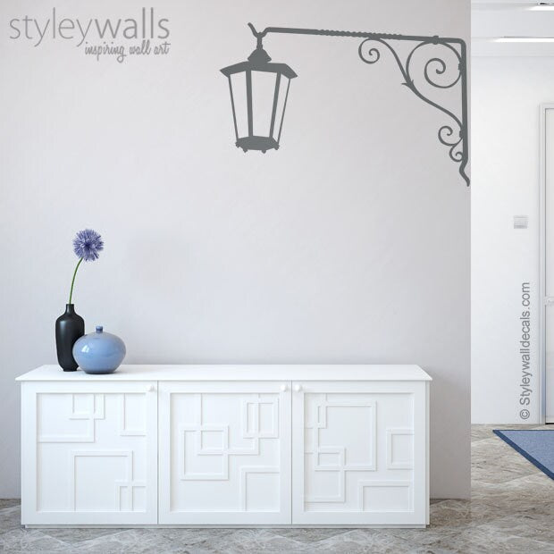 Street Lamp Wall Decal, Corner Lamp Wall Sticker, Street Lamp Vinyl Wall Decal, Hallway Wall Decal, Entrance Wall Decor, Home Wall Decal