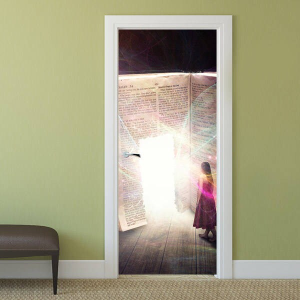 Entering into Book Door Sticker, Fantasy Door Wallpaper, Door Mural, Door Sticker, Bedroom Living Room Home Decor, Wall Decor Mural