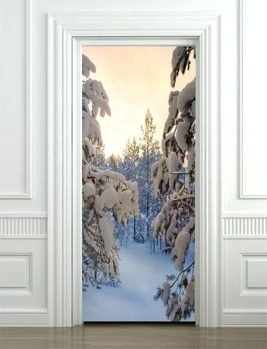 Snow Door Sticker,Snow Door Wallpaper, Snow Door Mural, Wall Decor, Wall Decor Mural, Door Wrap, Door Covering Decal,  Fridge Door Decor