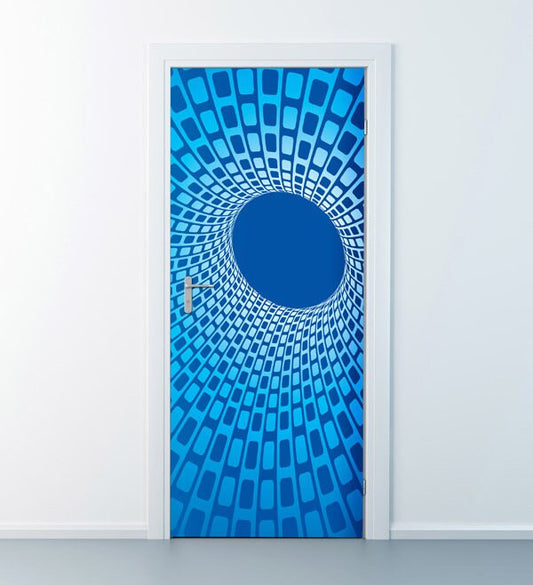 Autocollant de porte, art mural Blue Vortex, papier peint de porte, peinture murale de porte, art mural abstrait, décoration murale, revêtement de porte, décoration de bureau de porte de réfrigérateur