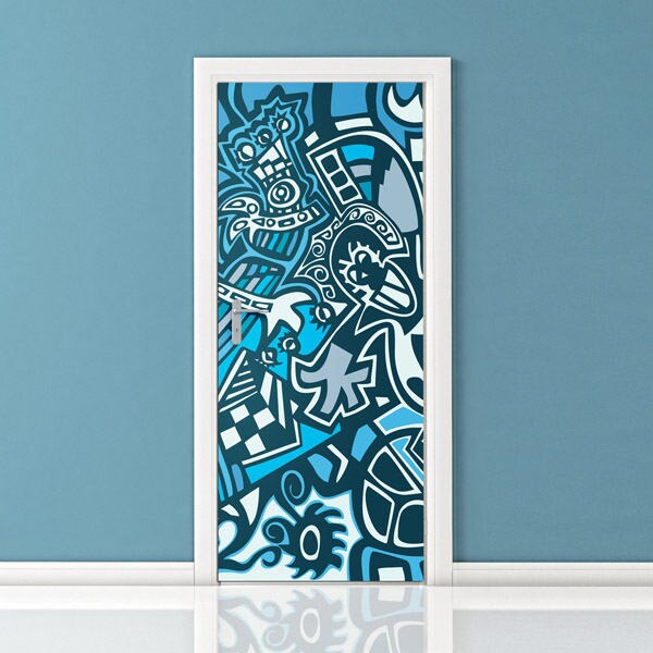 Door Sticker, Graffiti Wall Art, Door Mural, Door Wallpaper, Home Design Sticker, Graffiti Wallpaper, Fridge Door Decor, Abstract Wall Art