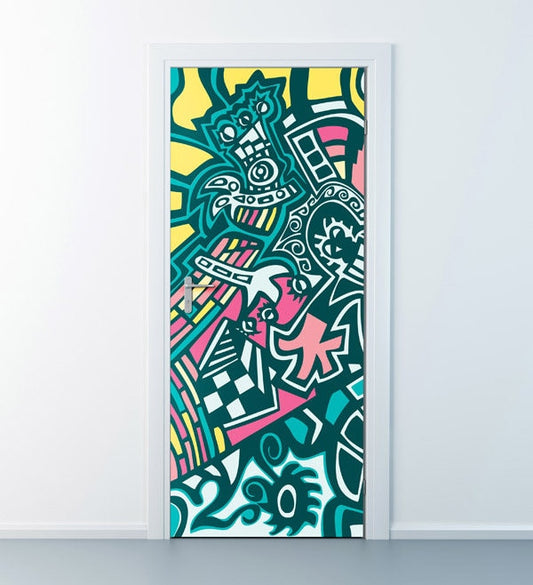 Door Sticker, Graffiti Door Mural, Door Wallpaper, Home Office Door Decor Sticker, Graffiti Wallpaper, Fridge Door Decor, Abstract Wall Art,