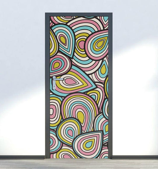 Autocollant de porte d'art abstrait, papier peint de porte, peinture murale de porte, décoration murale abstraite, décoration murale, revêtement de porte, décoration de porte de réfrigérateur