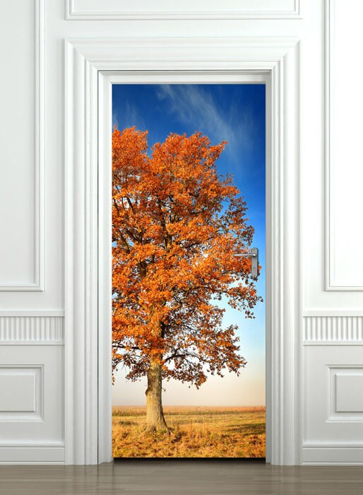 Tree Door Wallpaper, Nature Door Sticker, Door Mural, Door Wrap, Door Decal, Home Office Door Decor Sticker, Photo Wallpaper, Door Covering