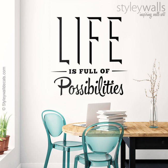 Life is Full of Possibilities Office Wall Quote Wall Decal, Vinyl Lettering Wall Decal, Office Wall Decor, Inspirational Vinyl Lettering